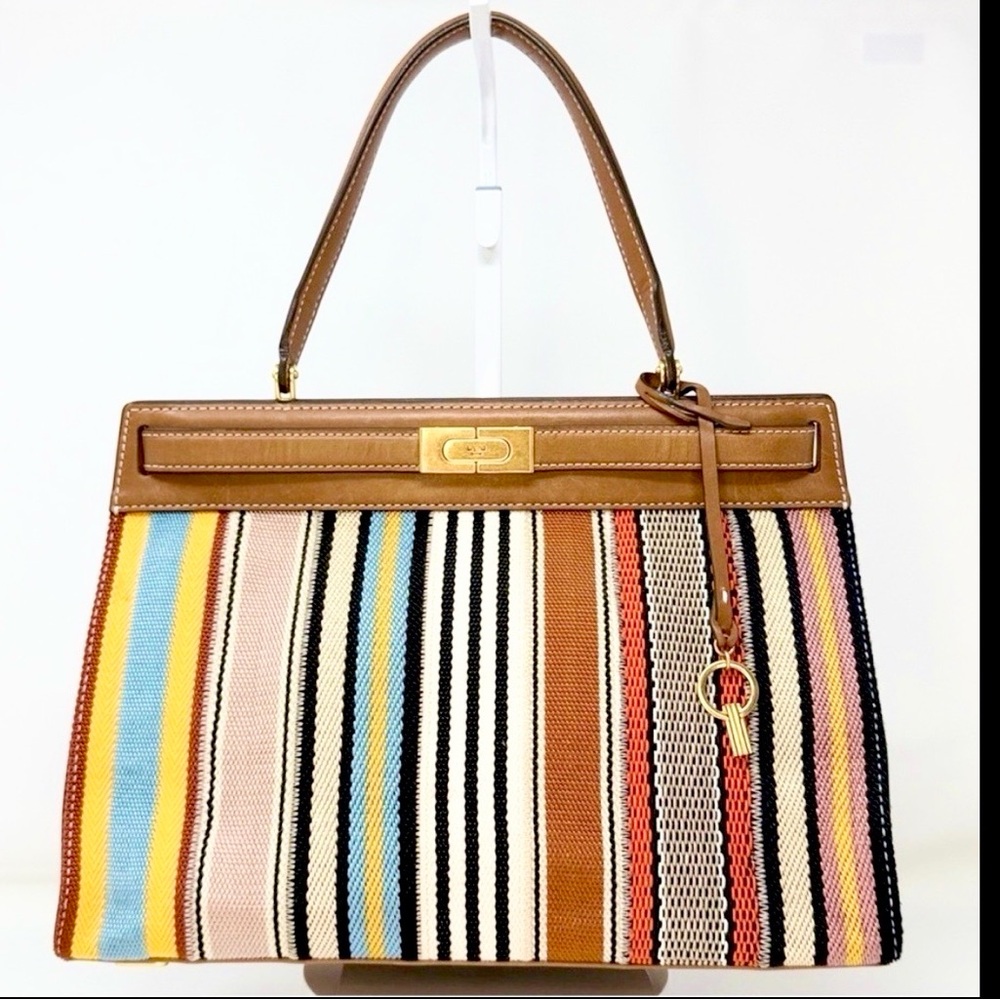 Tory Burch Lee Radziwill Patchwork Webbing & Leather Bag - Picture 3 of 17